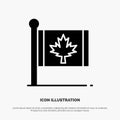 Flag, Autumn, Canada, Leaf, Maple solid Glyph Icon vector Royalty Free Stock Photo