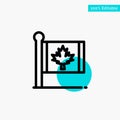 Flag, Autumn, Canada, Leaf, Maple turquoise highlight circle point Vector icon