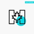 Flag, Autumn, Canada, Leaf turquoise highlight circle point Vector icon