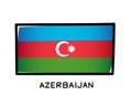 Flag of Azerbaijan. Colorful logo of Azerbaijan flag. Blue, red and green brush strokes, hand drawn. Black outline. Vector Royalty Free Stock Photo