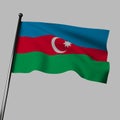 The flag of Azerbaijan flutters in the wind. 3d rendering, isolated image.