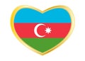 Flag of Azerbaijan in heart shape, golden frame