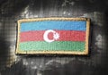 Flag of Azerbaijan on military uniform. Azerbaijani army, armed forces, soldiers