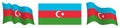 flag of Azerbaijan in static position and in motion, fluttering in wind in exact colors and sizes, on white background