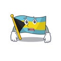 Flag bahamas cartoon with in afraid character