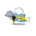 Flag bahamas cartoon with in chef holding food character