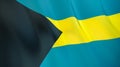 The flag of Bahamas. Waving silk flag of Bahamas. High quality render. 3D illustration Royalty Free Stock Photo