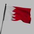 The flag of Bahrain flutters in the wind. 3d rendering, isolated image.