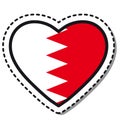 Flag Bahrain heart sticker on white background. Vintage vector love badge. Template design element. National day. Travel sign