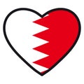 Flag of Bahrain in the shape of Heart with contrasting contour