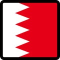 Flag of Bahrain in the shape of square with contrasting contour, social media communication sign, patriotism, a button