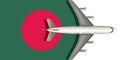 Flag of Bangladesh with airplane flying over it. Vector image Royalty Free Stock Photo