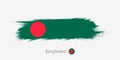 Flag of Bangladesh, grunge abstract brush stroke on gray background