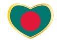 Flag of Bangladesh in heart shape, golden frame Royalty Free Stock Photo