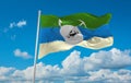 flag of Bantu peoples Bafokeng people at cloudy sky background, panoramic view. flag representing ethnic group or culture,