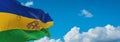 flag of Bantu peoples Ndebele people at cloudy sky background, panoramic view. flag representing ethnic group or culture, regional