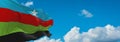 flag of Bantu peoples Somali Bantus at cloudy sky background, panoramic view. flag representing ethnic group or culture, regional