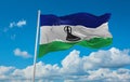 flag of Bantu peoples Sotho people at cloudy sky background, panoramic view. flag representing ethnic group or culture, regional