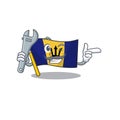 Flag barbados cartoon with in mechanic character