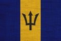 Flag of Barbados on old linen Royalty Free Stock Photo