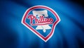 Flag of the Baseball Philadelphia Phillies, american professional baseball team logo, seamless loop. Editorial animation