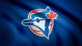 Flag of the Baseball Toronto Blue Jays, american professional baseball team logo, seamless loop. Editorial animation