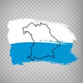 Flag of Bavaria from brush strokes. Blank map of Bavaria. Germany. High quality map of Bavaria and flag for your web site desig