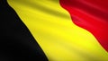 Flag of Belgium. Realistic waving flag 3D render illustration with highly detailed fabric texture Royalty Free Stock Photo