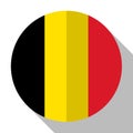 Flag Belgium - round flatstyle button with a shadow.