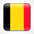 Flag of Belgium. Square glossy badge