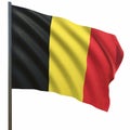 flag of Belgium waving in the wind on a white background 3d-rendering Royalty Free Stock Photo