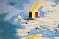 The Flag of Belgium in the World Map Royalty Free Stock Photo