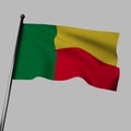 The flag of Benin flutters in the wind. 3d rendering, isolated image.