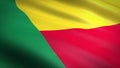 Flag of Benin. Realistic waving flag 3D render illustration with highly detailed fabric texture