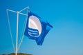 The flag for the best beaches in Europe. Greece, Crete 2018. Blue Flag is an international award given to excellence