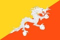 Flag of Bhutan. Kingdom of Bhutan Royalty Free Stock Photo