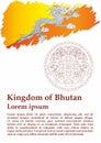Flag of Bhutan, Kingdom of Bhutan. Template for award design, an official document with the flag of Bhutan. Royalty Free Stock Photo