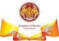 Flag of Bhutan, Kingdom of Bhutan. Template for award design, an official document with the flag of Bhutan. Royalty Free Stock Photo