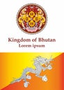 Flag of Bhutan, Kingdom of Bhutan. Template for award design, an official document with the flag of Bhutan. Royalty Free Stock Photo