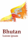 Flag of Bhutan, Kingdom of Bhutan. Template for award design, an official document with the flag of Bhutan. Royalty Free Stock Photo