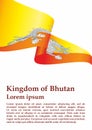 Flag of Bhutan, Kingdom of Bhutan. Template for award design, an official document with the flag of Bhutan. Royalty Free Stock Photo
