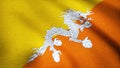 Flag of Bhutan waving in the wind detail. Background waving in the wind flag of Bhutan