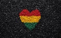 Flag of Bolivia, Bolivian flag, heart on the black background, stones, gravel and shingle, wallpaper