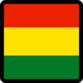 Flag of Bolivia in the shape of square with contrasting contour, social media communication sign