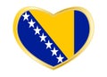 Flag of Bosnia and Herzegovina in heart shape gold Royalty Free Stock Photo