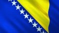 The flag of Bosnia and Herzegovina. Shining silk flag of Bosnia and Herzegovina. High quality render. 3D illustration Royalty Free Stock Photo
