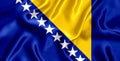 Flag of Bosnia and Herzegovina silk close-up Royalty Free Stock Photo