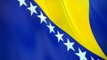 The flag of Bosnia and Herzegovina. Waving silk flag of Bosnia and Herzegovina. High quality render. 3D illustration Royalty Free Stock Photo