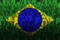 Flag of Brasil over Supporting fans