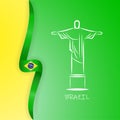 Flag of Brazil, Federative Republic of Brazil. Statue of Christ the Redeemer, Rio de Janeiro. Bright, colorful vector Royalty Free Stock Photo